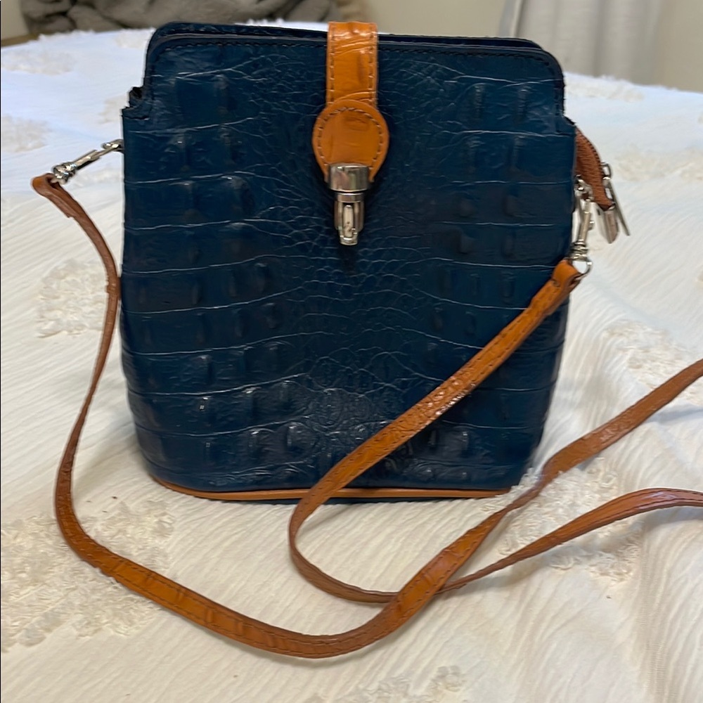 Vintage Navy Blue Embossed Croc Bag - Borse in Pelle - Made in Italy